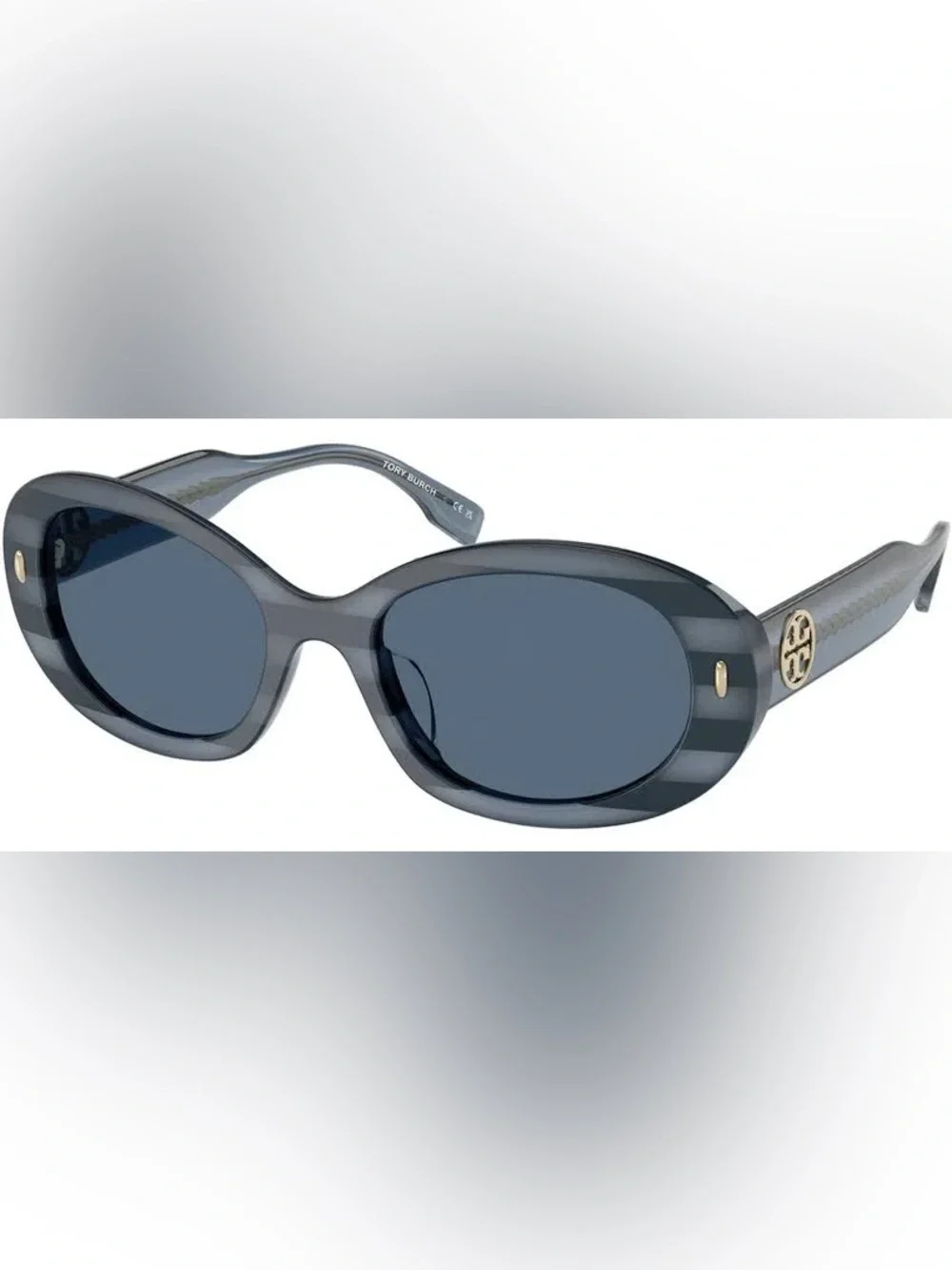 🆕 Tory Burch Translucent Gray Sunglasses with Dark Blue Lenses